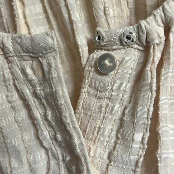French Connection Cream Textured Dolman Sleeve Button Up Peasant Blouse Small - Picture 6 of 7
